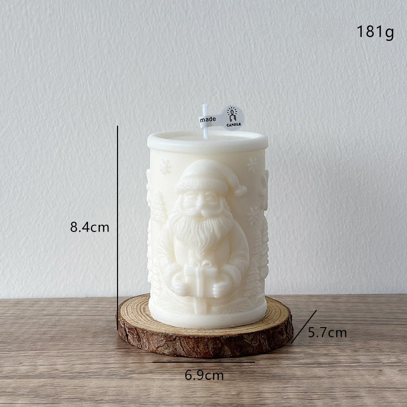 Embossed Santa Christmas Candle Holiday Decor 3D Relief Design