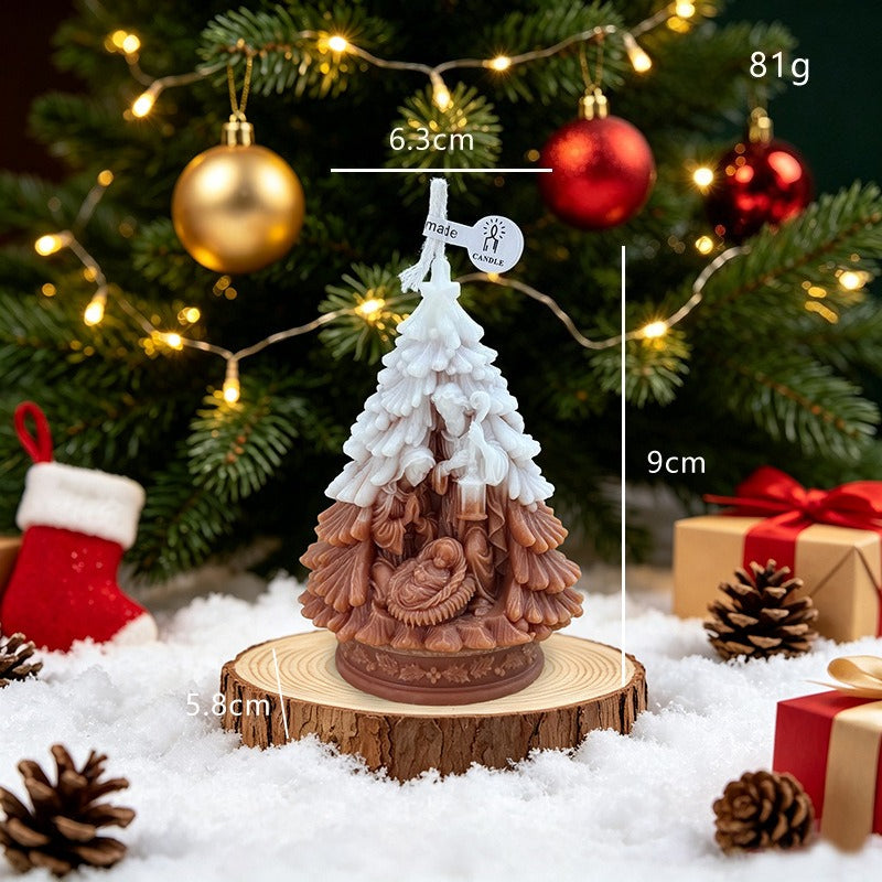 Christmas Tree Candle Holiday Decor Winter Village Tabletop Accent