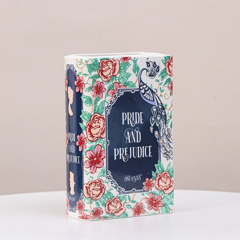 Ceramic Book Vase Decorative Flower Vase Home Shelf Decor