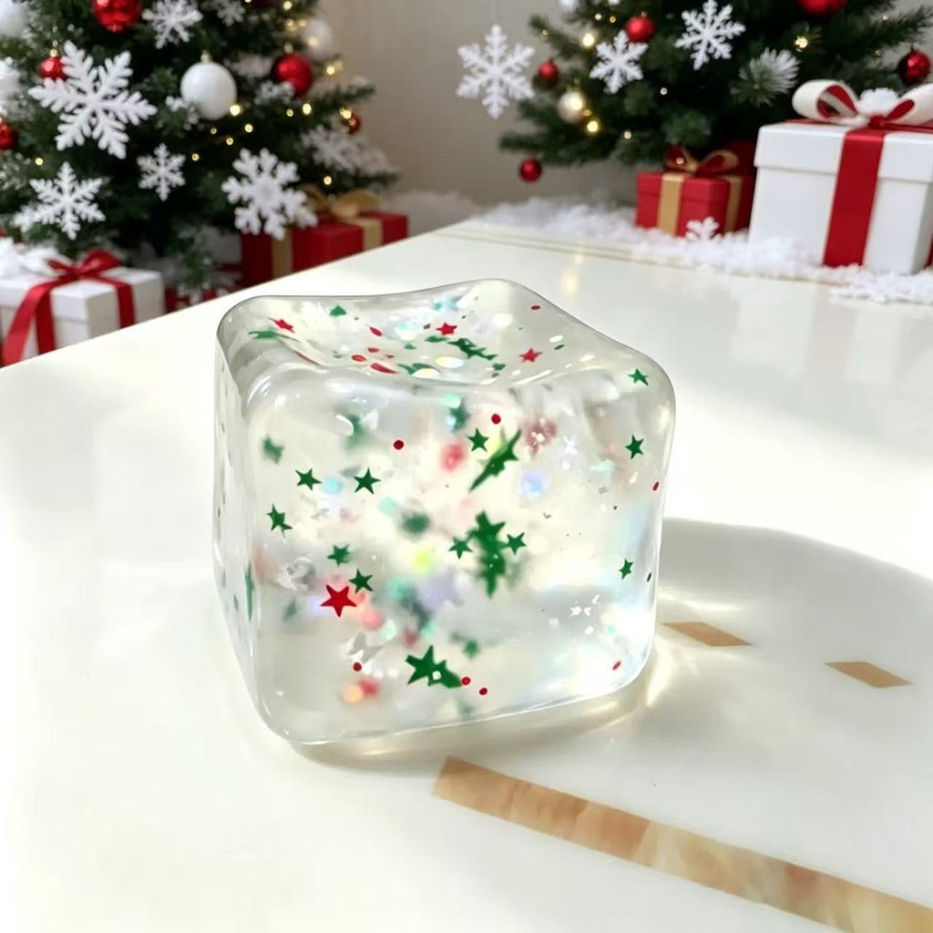 Christmas Ice Cube Squishy Slow Rising Glitter Stress Toy