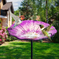 Purple Glass Flower Bird Bath Feeder Garden Stake