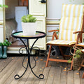 Hummingbird Stained Glass Side Table 12 Inch Outdoor Patio Accent