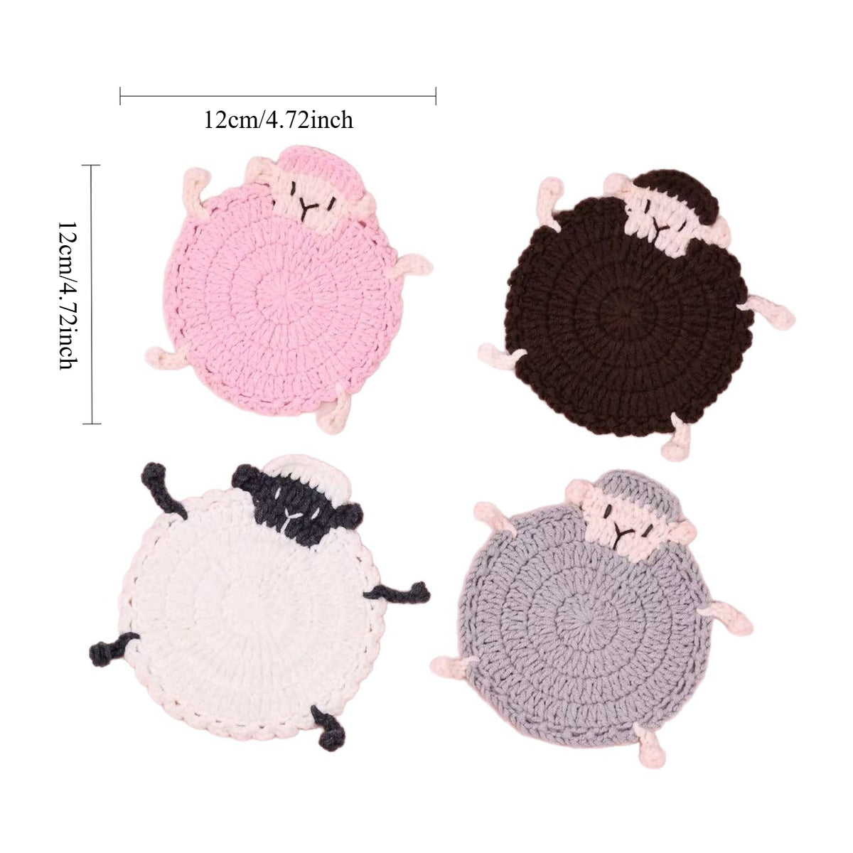 Handmade Crochet Sheep Coaster Wool Yarn Drink Mat