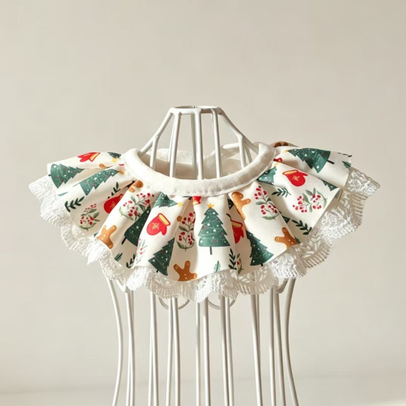 Christmas Pet Collar Ruffle Bandana Holiday Dog Accessory