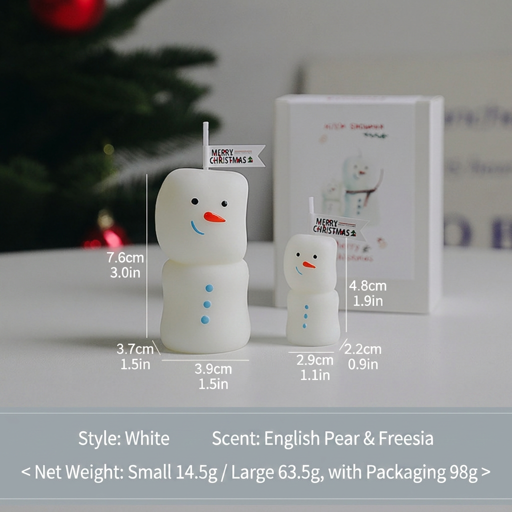 Christmas Snowman Scented Candle Couple Set Holiday Decor