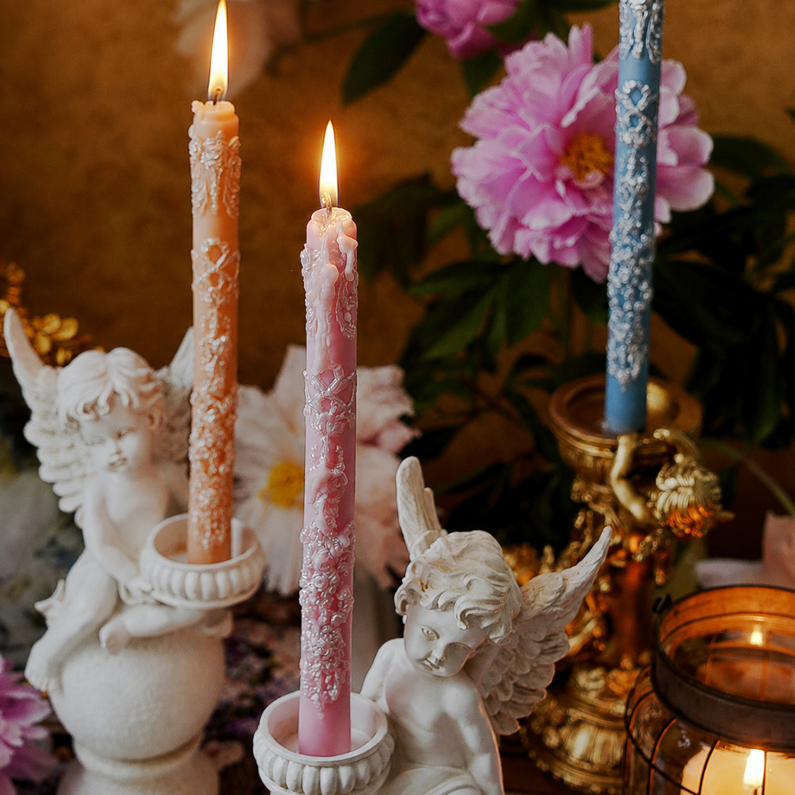 Long Taper Relief Scented Candles Elegant Holiday Home Decor