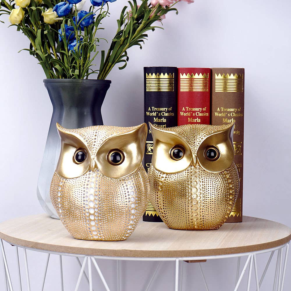 Modern Owl Resin Sculpture Tabletop Home Decor Ornament