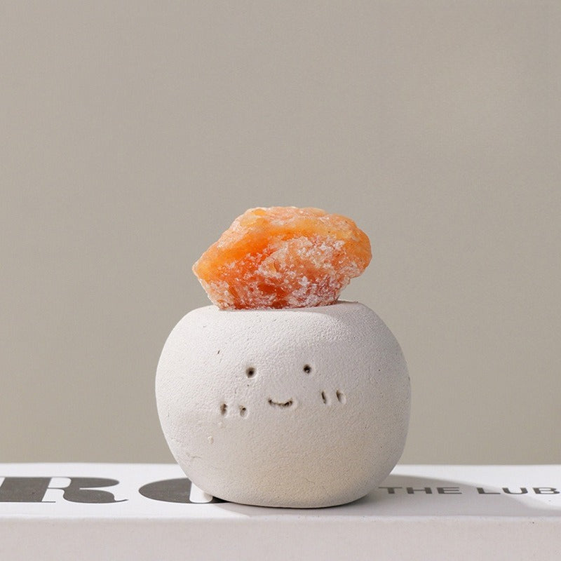 Crystal Stone Mineral Decor with Clay Character Base