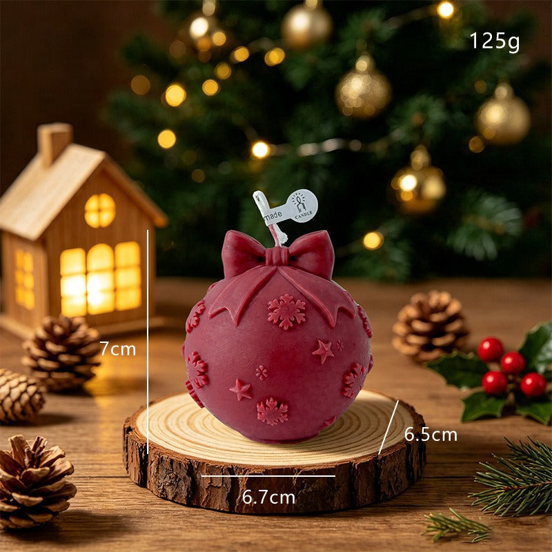 Christmas Ball Candle Holiday Ornament Decor Festive Tabletop Accent