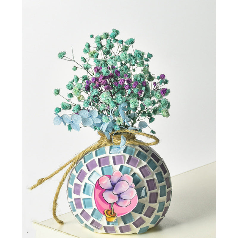 DIY Mosaic Vase Craft Kit Kids Art Activity Decorative Bottle Set