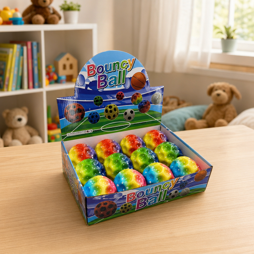 Colorful Hollow Bounce Ball Elastic Sensory Toy