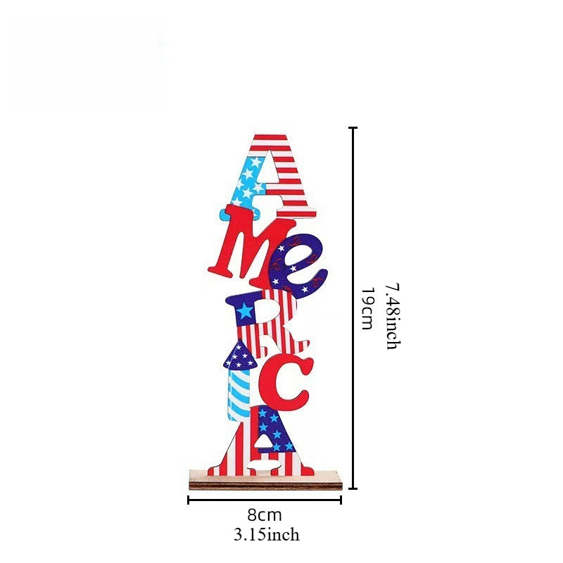 USA Independence Day Wooden Letter Decor Table Sign