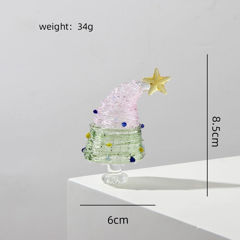 Glass Christmas Tree Tabletop Decoration Holiday Home Decor