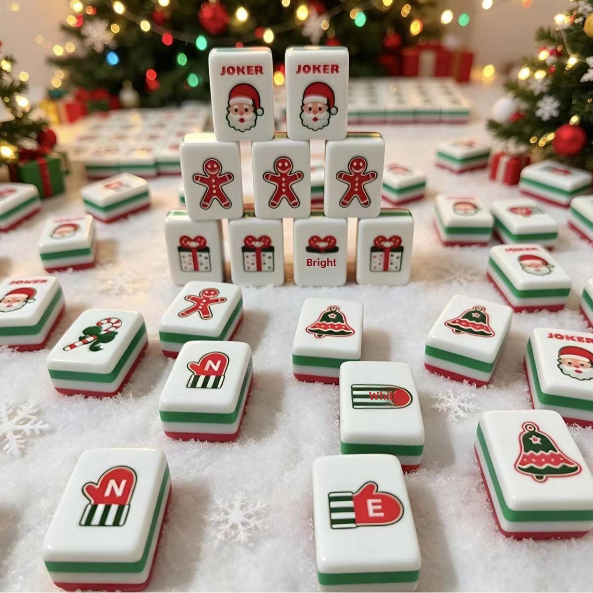 Christmas Themed Mahjong Set Acrylic Mahjong Tiles