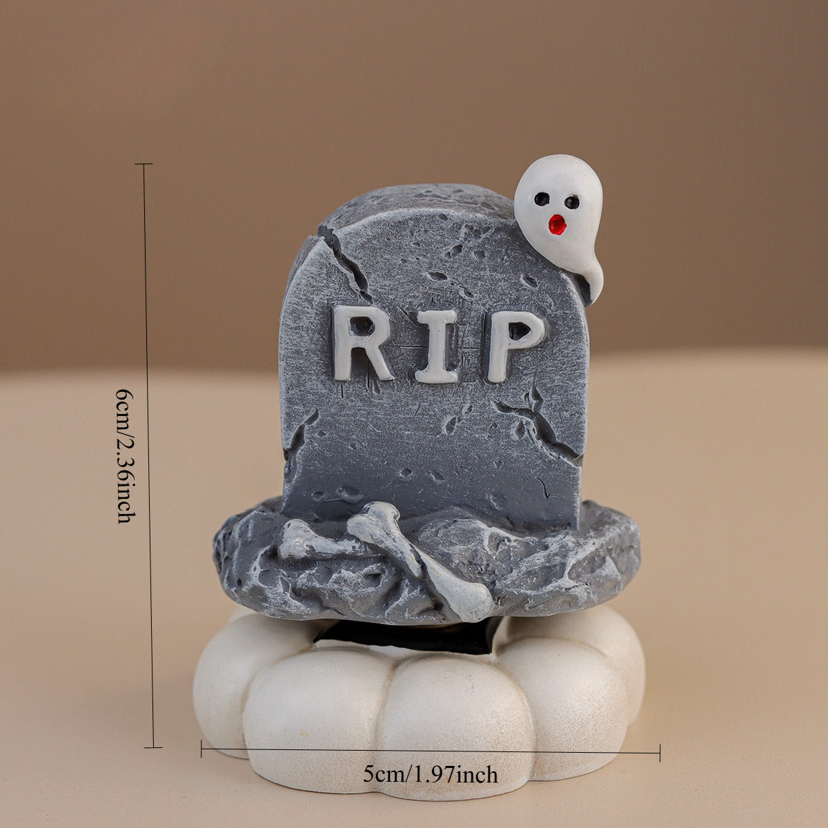 Resin Halloween Rotating Pumpkin Ghost Skull Tabletop Decoration