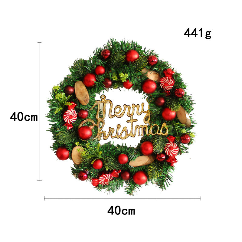Christmas Wreath with Red Bow and Ornaments Door Decor