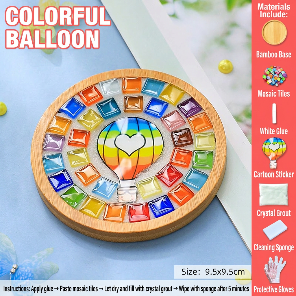 DIY Mosaic Coaster Craft Kit Kids Puzzle Art Set