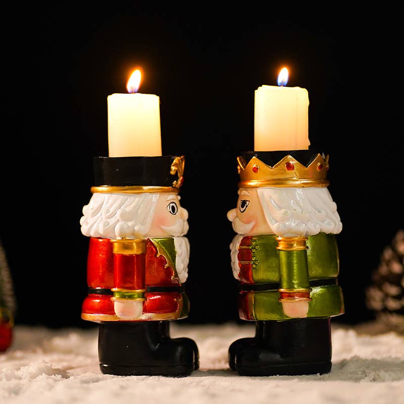 Nutcracker Candle Holder Resin Christmas Tabletop Decor