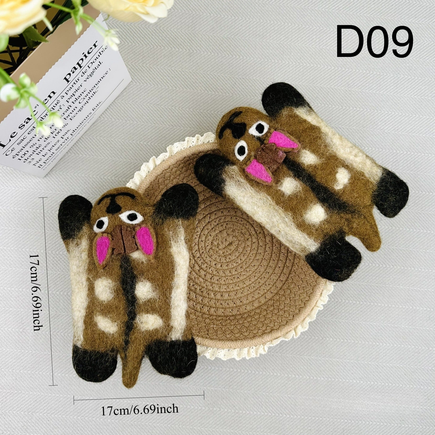Handmade Wool Felt Animal Coaster Cute Cat Tiger Bear Mat