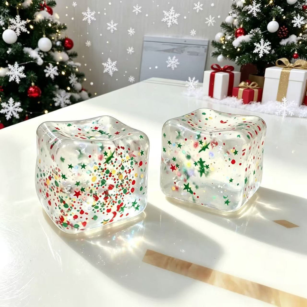 Christmas Ice Cube Squishy Slow Rising Glitter Stress Toy