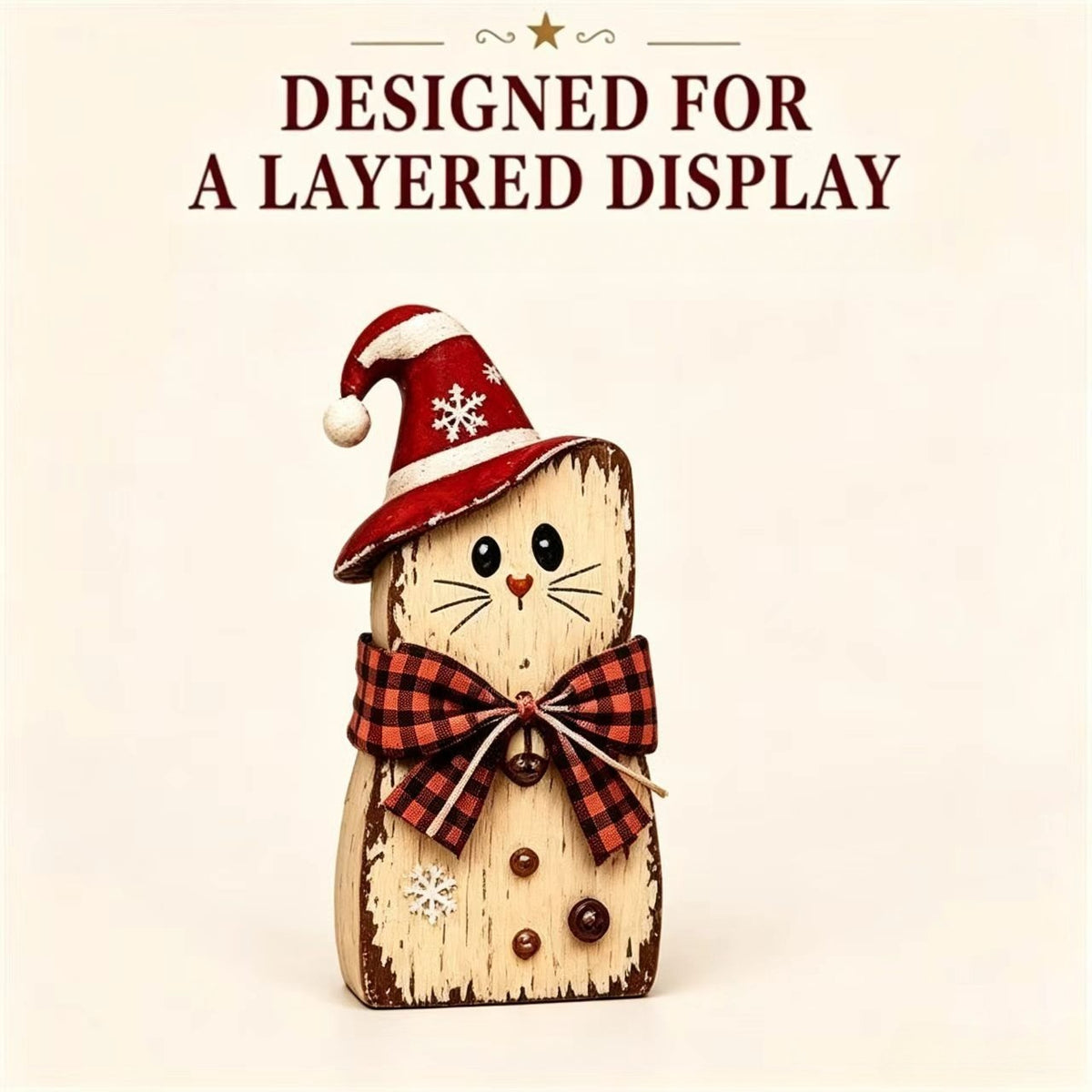 Christmas Wooden Santa Reindeer Cat Tabletop Figurines