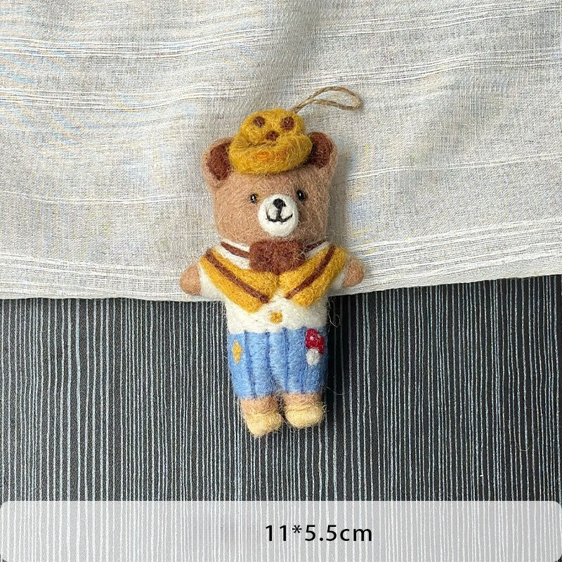Handmade Wool Felt Animal Puppy Bear Hanging Ornament Bag Charm