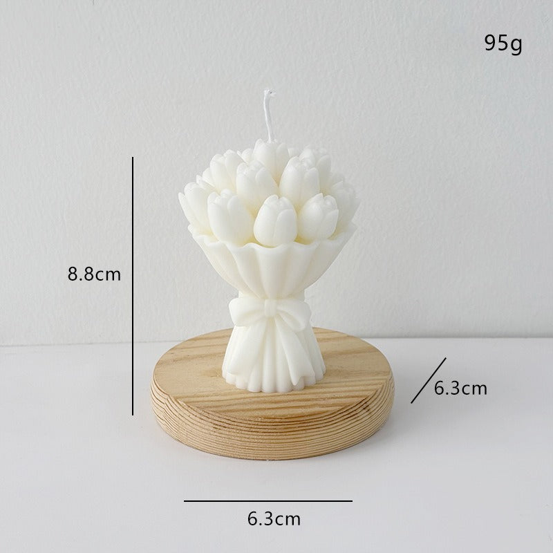 Tulip Flower Candle Floral Decor Romantic Home Accent Gift