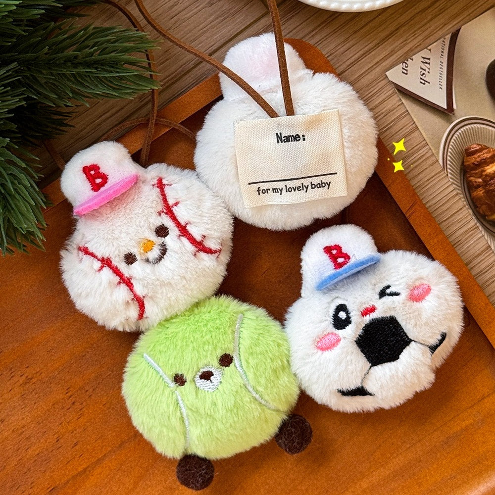 Plush Sports Ball Keychain Bag Charm Cute Keyring Pendant