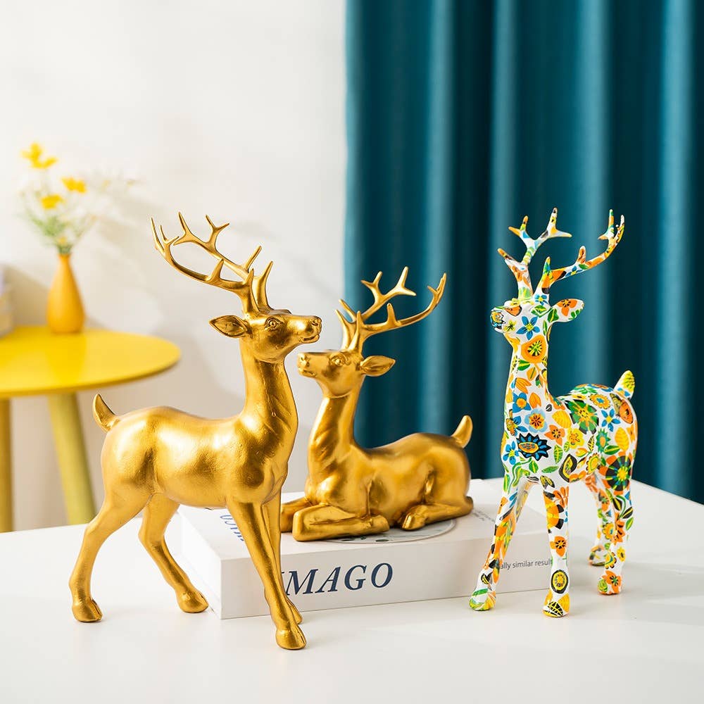 Nordic Resin Deer Sculpture Modern Home Decor Ornament