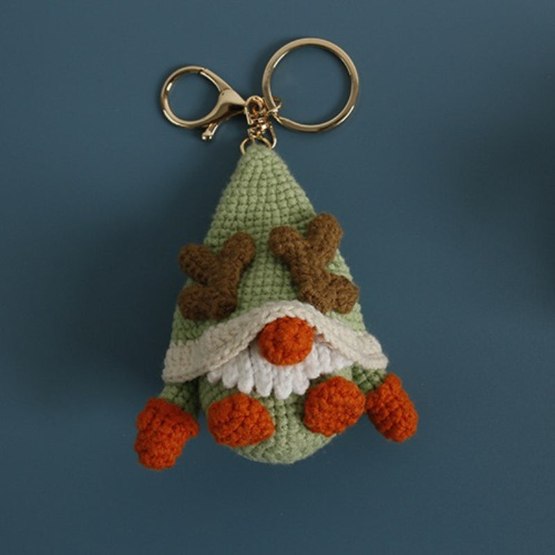 Handmade Crochet Christmas Gnome Reindeer Holiday Keychain