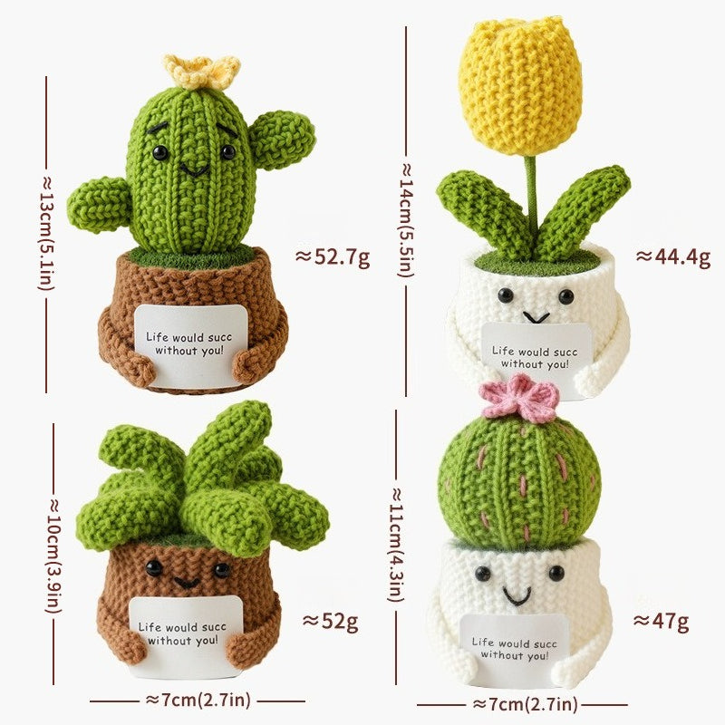 Handmade Crochet Succulent Cactus Mini Potted Plants Decor
