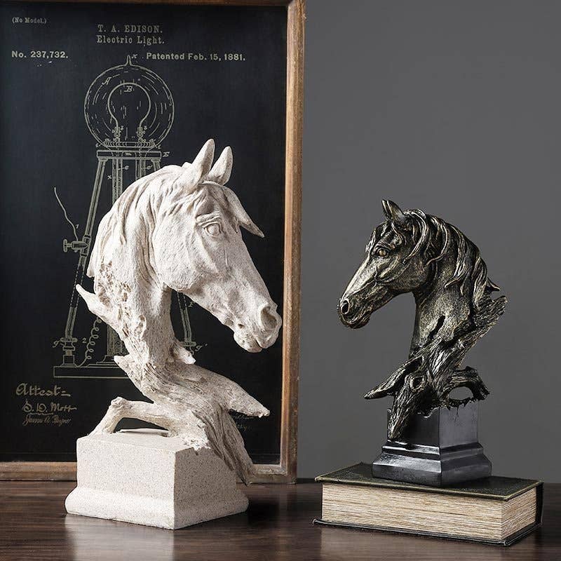Vintage Horse Head Resin Sculpture Home Office Decor