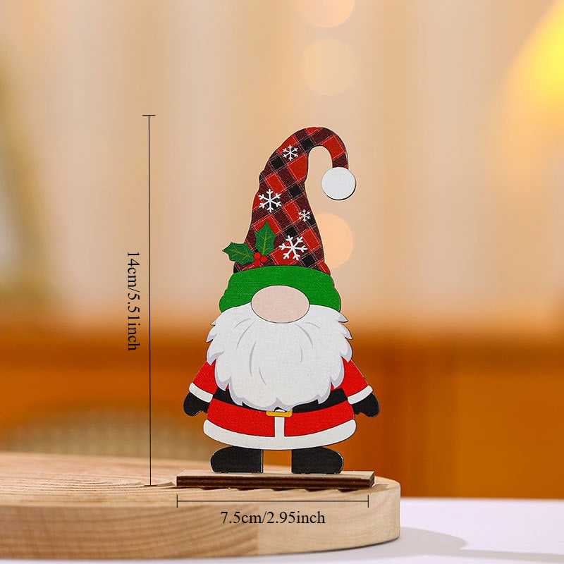 Christmas Gnome Wooden Tabletop Figurine Holiday Decor