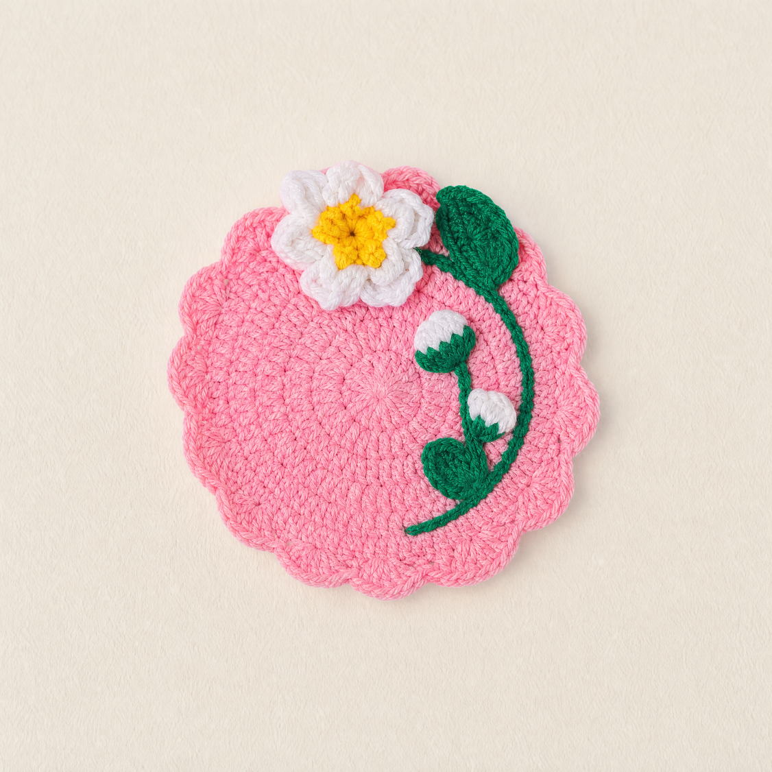 Crochet Flower Coaster Handmade Table Mat Floral Home Decor