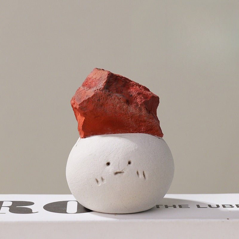 Crystal Stone Mineral Decor with Clay Character Base