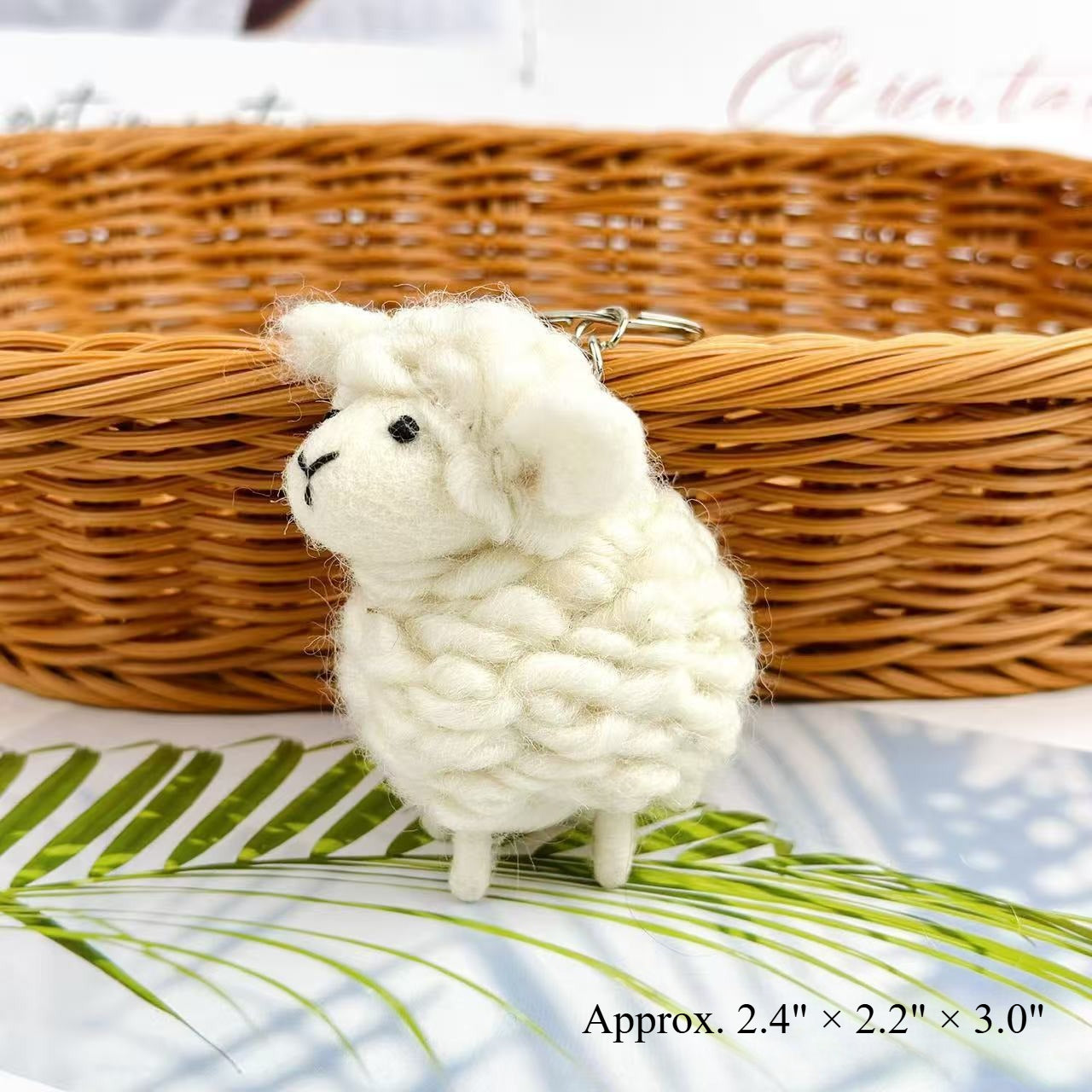 Handmade Wool Felt Sheep Keychain Plush Animal Charm