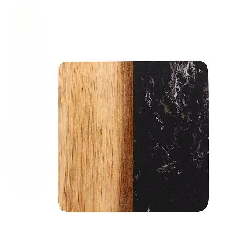 Marble and Wood Drink Coaster Modern Table Cup Mat