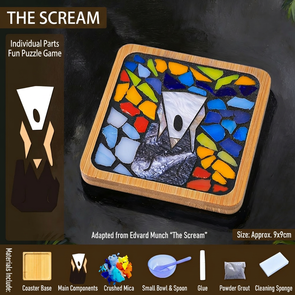 Mosaic Art Coaster Puzzle Kit Famous Painting Craft Set