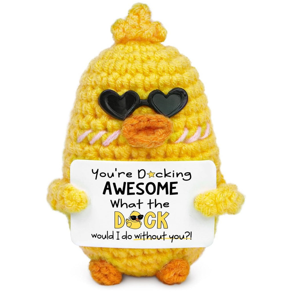 Handmade Crochet Duck Positive Message Plush Gift