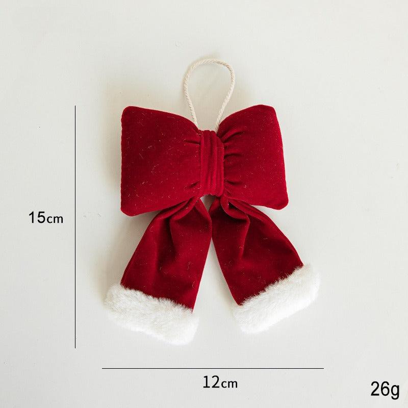 Christmas Bow Ornaments Fabric Holiday Tree Decorations