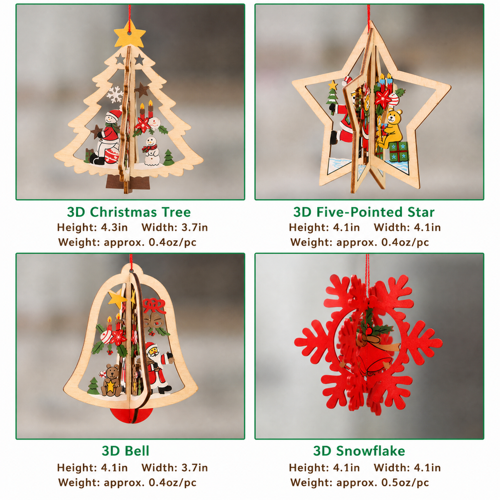 Wooden Christmas Hanging Ornament Holiday Tree Decor