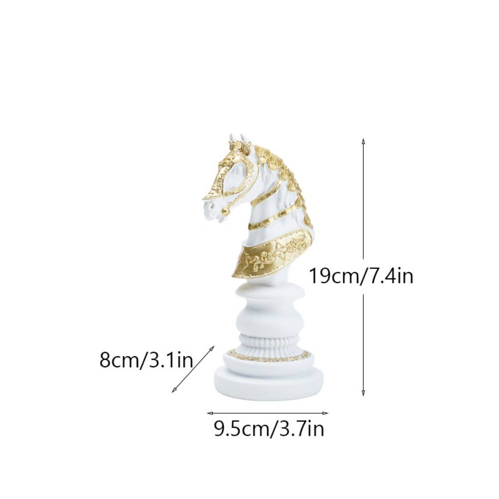 Elegant Resin Chess Piece Figurine Set King Queen Horse