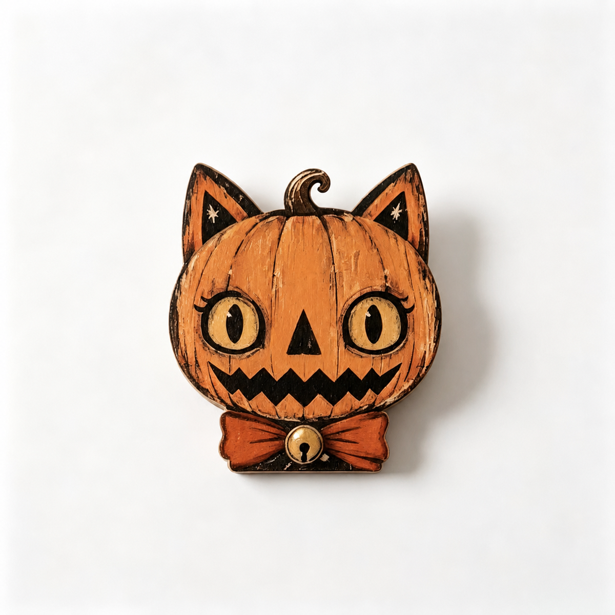 Halloween Wooden Cat Pumpkin Tabletop Decor Double Sided Display