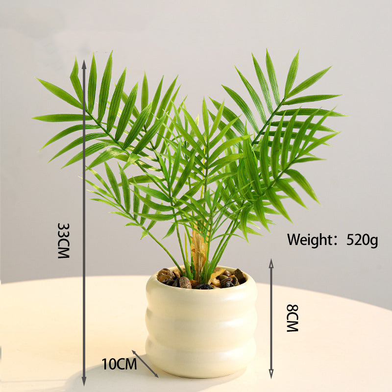 Artificial Green Plant in Donut Vase Tabletop Decor