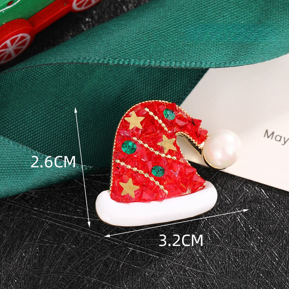 Christmas Alloy Holiday Brooch Set Festive Pin