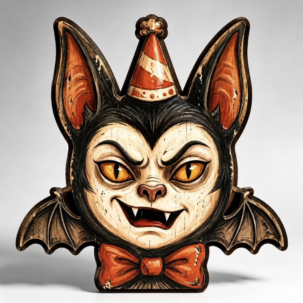 Halloween Wooden Cat Pumpkin Tabletop Decor Double Sided Display