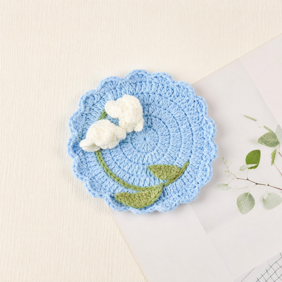 Crochet Flower Coaster Handmade Table Mat Floral Home Decor