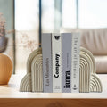 Bookends Set of 2 Beige Geometric Resin for Modern Decor