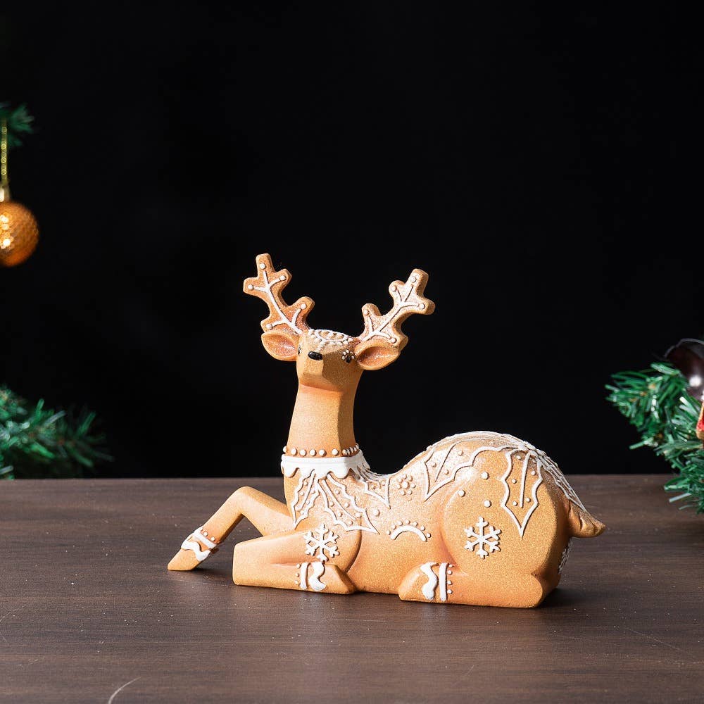 Christmas Reindeer Resin Figurine Holiday Home Decor