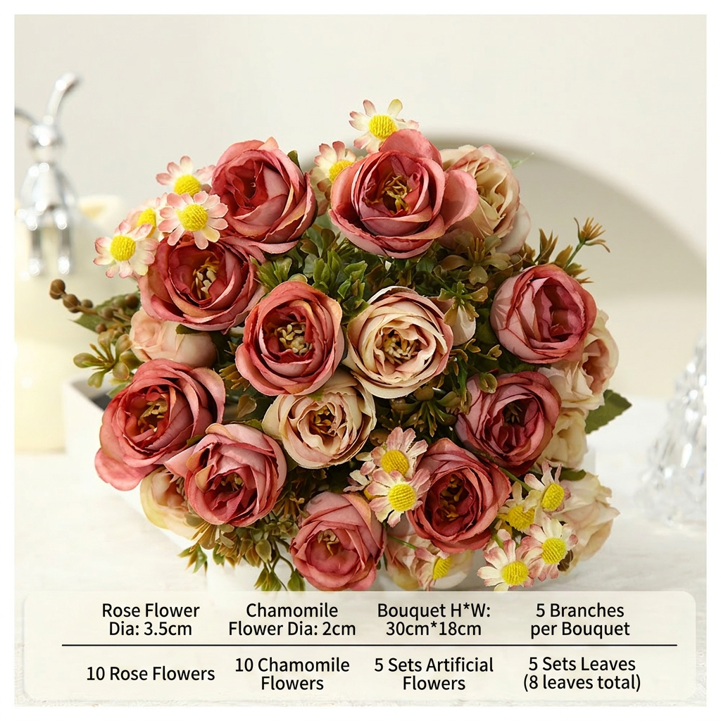 Silk Peony Floral Arrangement Faux Flowers Home Decor